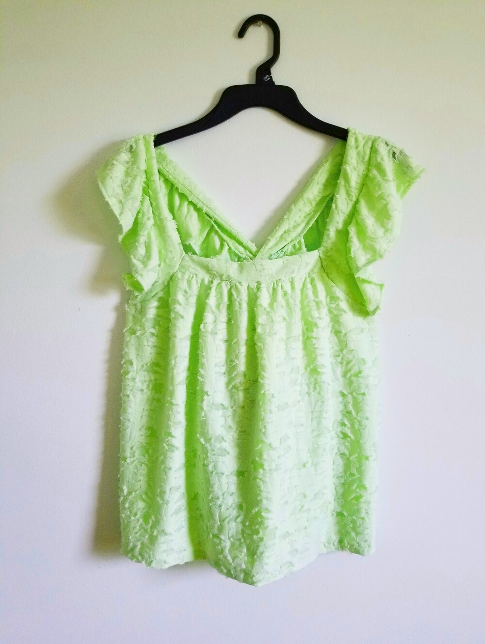 LC Lauren Conrad Lime Green Flutter Sleeve Blouse